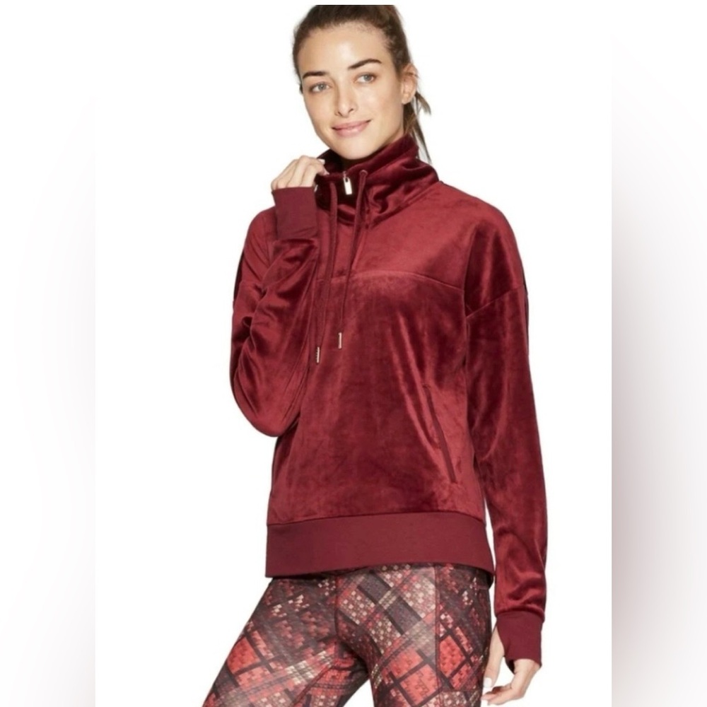 C9 Champion Velvet Half Zip Burgundy Pull Over Size Large